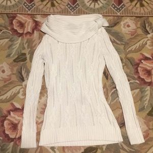 WHBM Cream cowl neck sweater